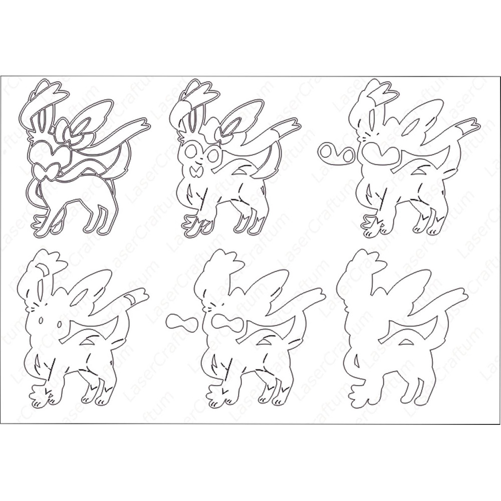 Layered Design Of Sylveon Pokemon For Paper And Laser Cutting Machines Sylveon Pokemon SVG Cricut C 3