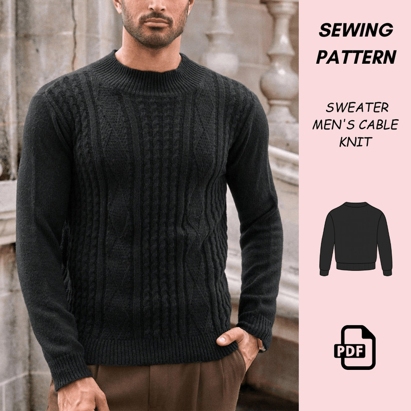 Cable Pullover Crochet Pattern PDF With Video Tutorial Unisex Raglan Sweater Pattern Mens Womens Si 0
