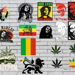 bob marley svg bundle, one love svg, bob marley clipart, freedom svg, bob marley flag svg, digital download