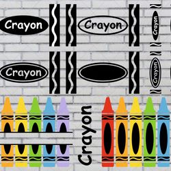 crayon svg bundle, crayon monogram svg, school crayons svg, teacher svg, crayon clipart, digital download