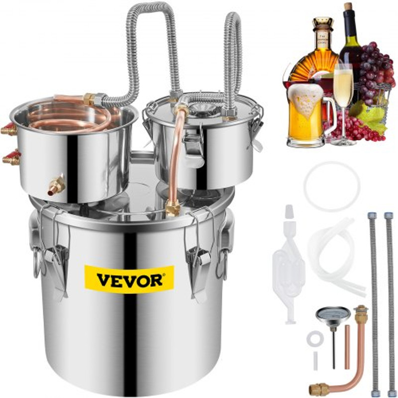 Alcohol Still Water Alcohol Distiller Copper Tube Kit With Circulating Pump  Thermometer Stainless  0