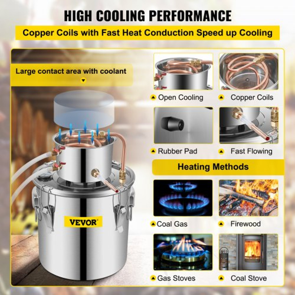 MultiPurpose Copper Alcohol Still DIY Distilling Kit For Whiskey Vodka Water  Essential Oils 3