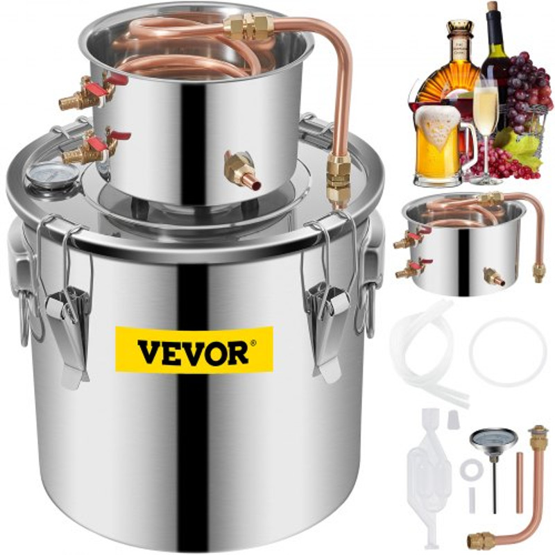 Alcohol Still Stainless Steel Distiller Kit Water Alcohol Distiller With Copper Tube  Builtin Therm 0