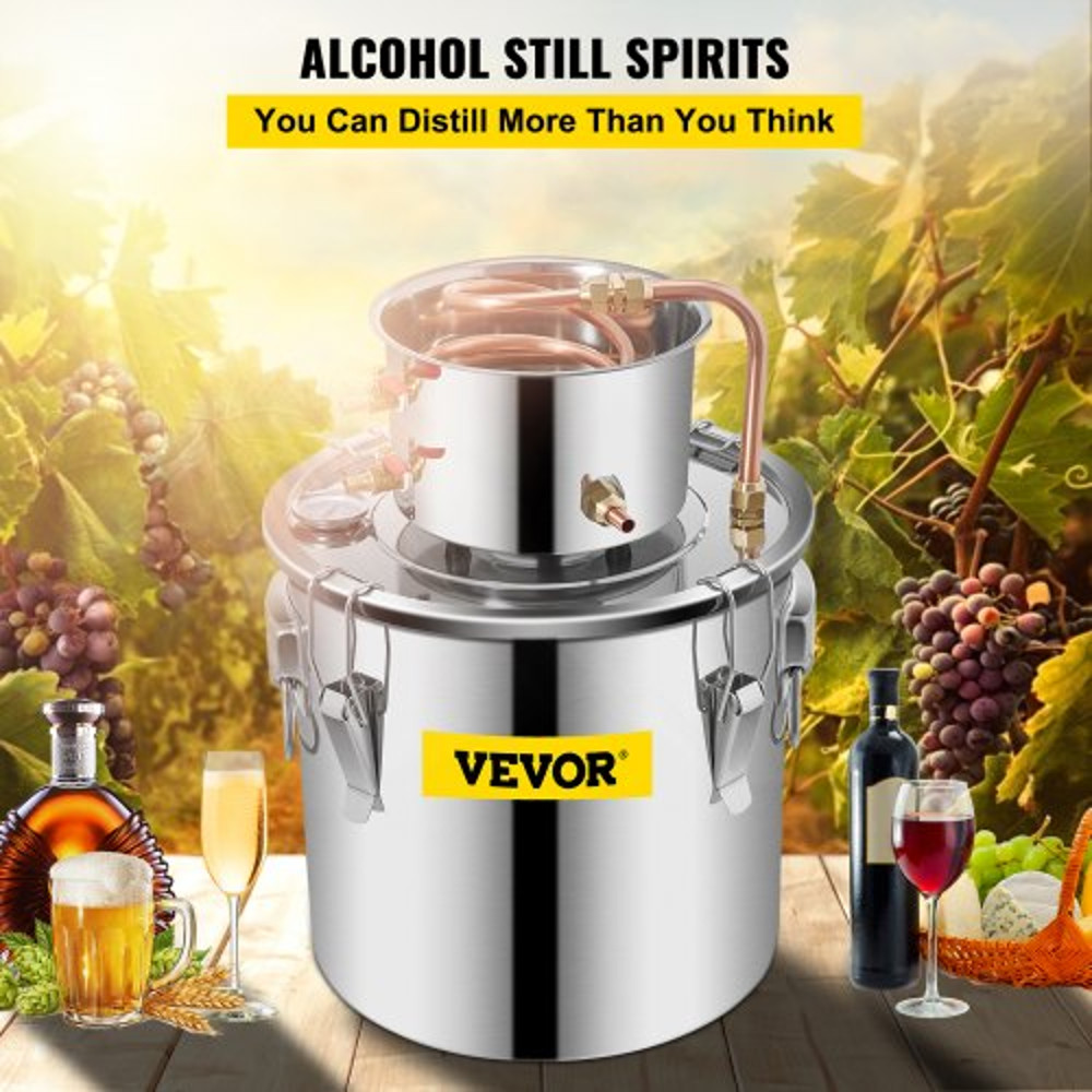 Alcohol Still Stainless Steel Distiller Kit Water Alcohol Distiller With Copper Tube  Builtin Therm 1