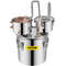 Stainless Steel Alcohol Distiller with Copper Tube, Thermometer & Water Pump, Home Brewing Kit with Double Thumper