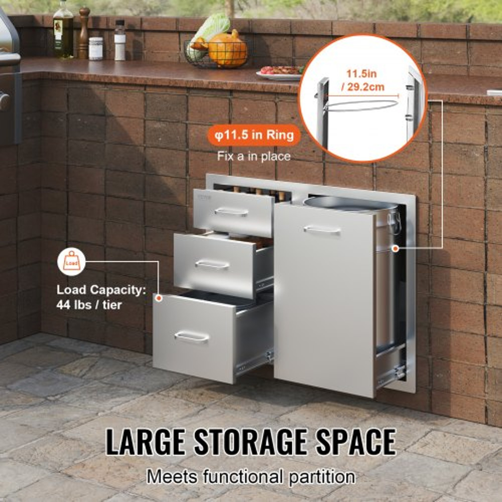 BBQ Island Storage Drawer Combo 295 W X 226 H Stainless Steel Outdoor Kitchen Organizer With Propan 3