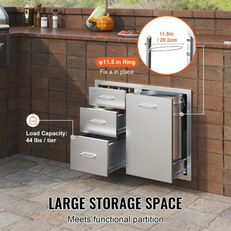 BBQ Island Storage Drawer Combo 295 W X 226 H Stainless Steel Outdoor Kitchen Organizer With Propan 3