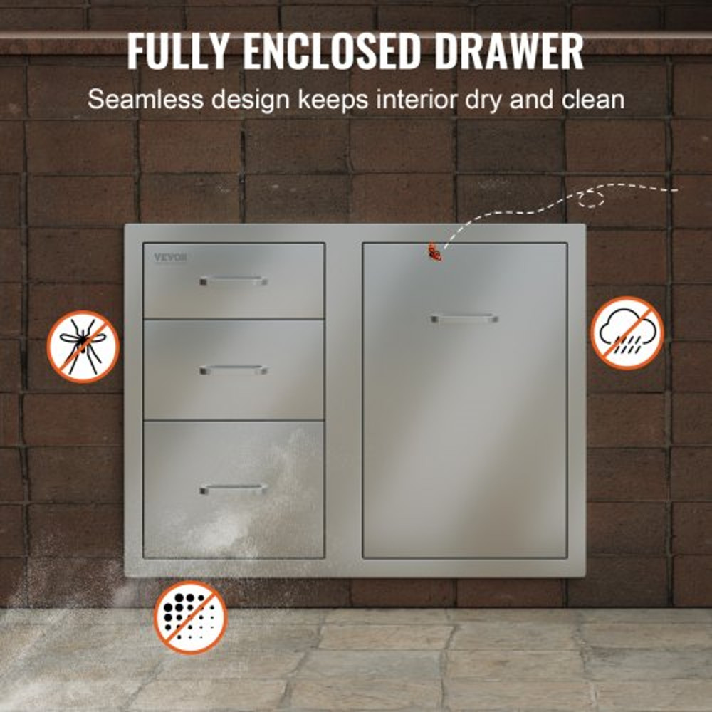 BBQ Island Storage Drawer Combo 295 W X 226 H Stainless Steel Outdoor Kitchen Organizer With Propan 6