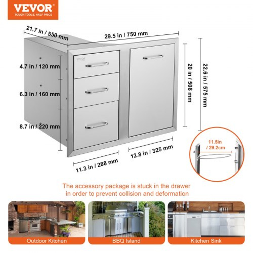 BBQ Island Storage Drawer Combo 295 W X 226 H Stainless Steel Outdoor Kitchen Organizer With Propan 7