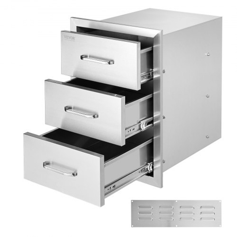 16 X 215 Stainless Steel 201 BBQ Drawer TripleTier Outdoor Kitchen Storage Chest Of Drawers For Gri 2
