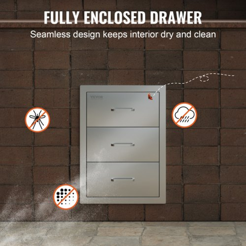 16 X 215 Stainless Steel 201 BBQ Drawer TripleTier Outdoor Kitchen Storage Chest Of Drawers For Gri 7