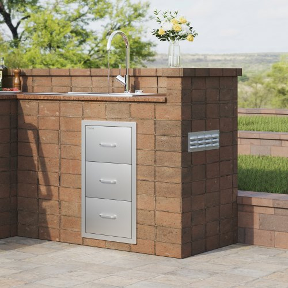 Outdoor Kitchen Drawers 16 X 285 Stainless Steel BBQ Storage Cabinet With Handle For Grill Islands 0