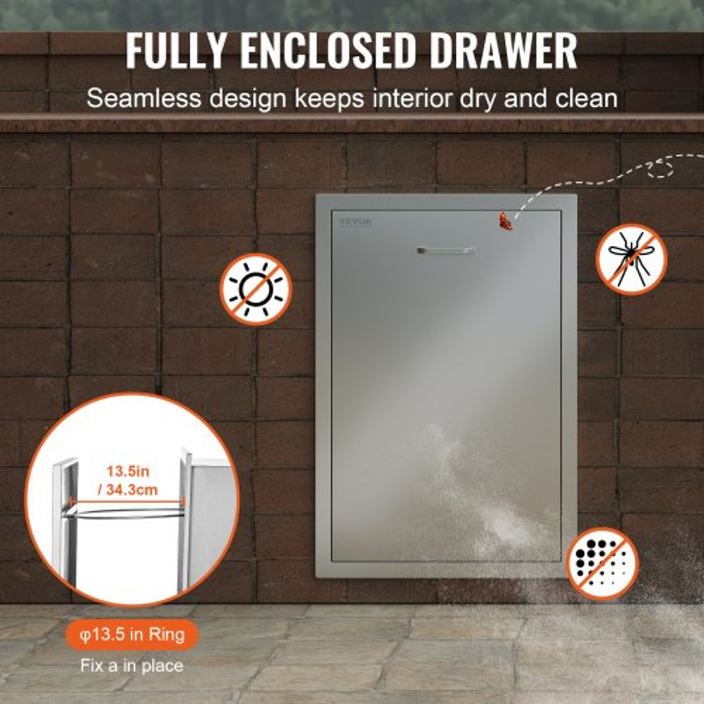 Stainless Steel Trash Drawer For Outdoor Kitchens 197W X 29H VEVOR PullOut Bin With Cover Perfect F