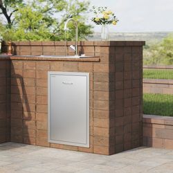 stainless steel trash drawer for outdoor kitchens, 19.7"w x 29"h vevor pull-out bin with cover, perfect for bbq islands
