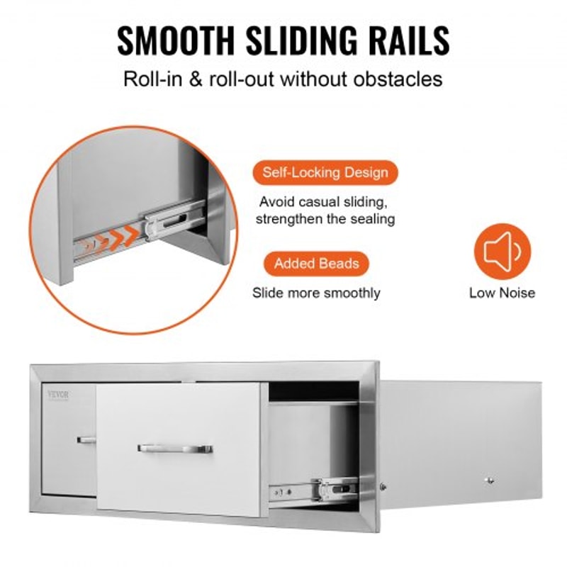 Outdoor Kitchen Drawers 295 Wide Stainless Steel Horizontal Double BBQ Access Drawers With Smooth S 5