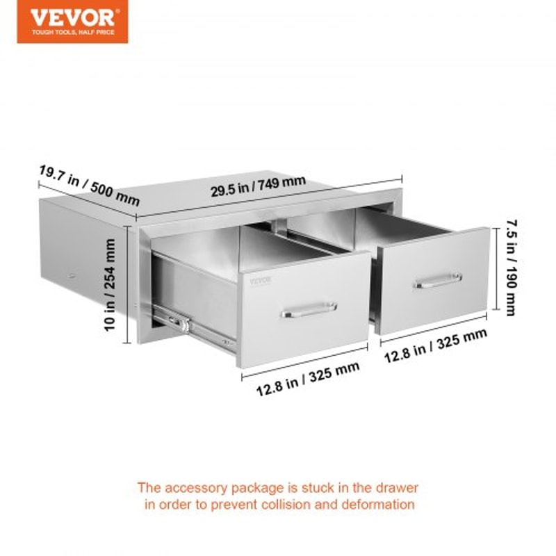 Outdoor Kitchen Drawers 295 Wide Stainless Steel Horizontal Double BBQ Access Drawers With Smooth S 7