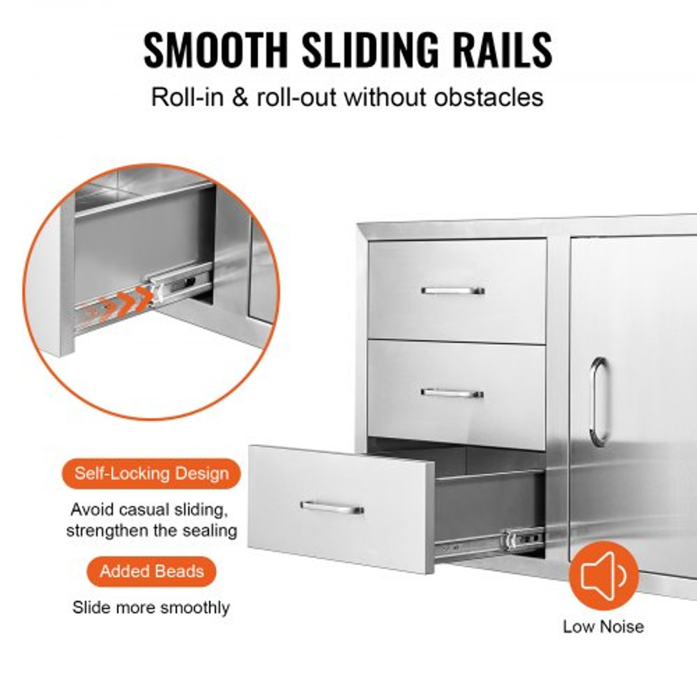 Outdoor Kitchen Drawer Combo 383W Stainless Steel Triple Drawers With Side Access Door For BBQ Isla 5