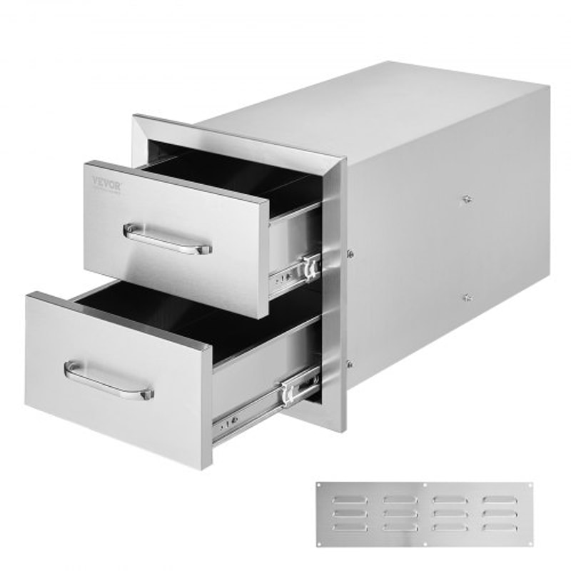 Outdoor Kitchen Drawers Stainless Steel BBQ Island Storage With Smooth Sliding Rails Handle 1