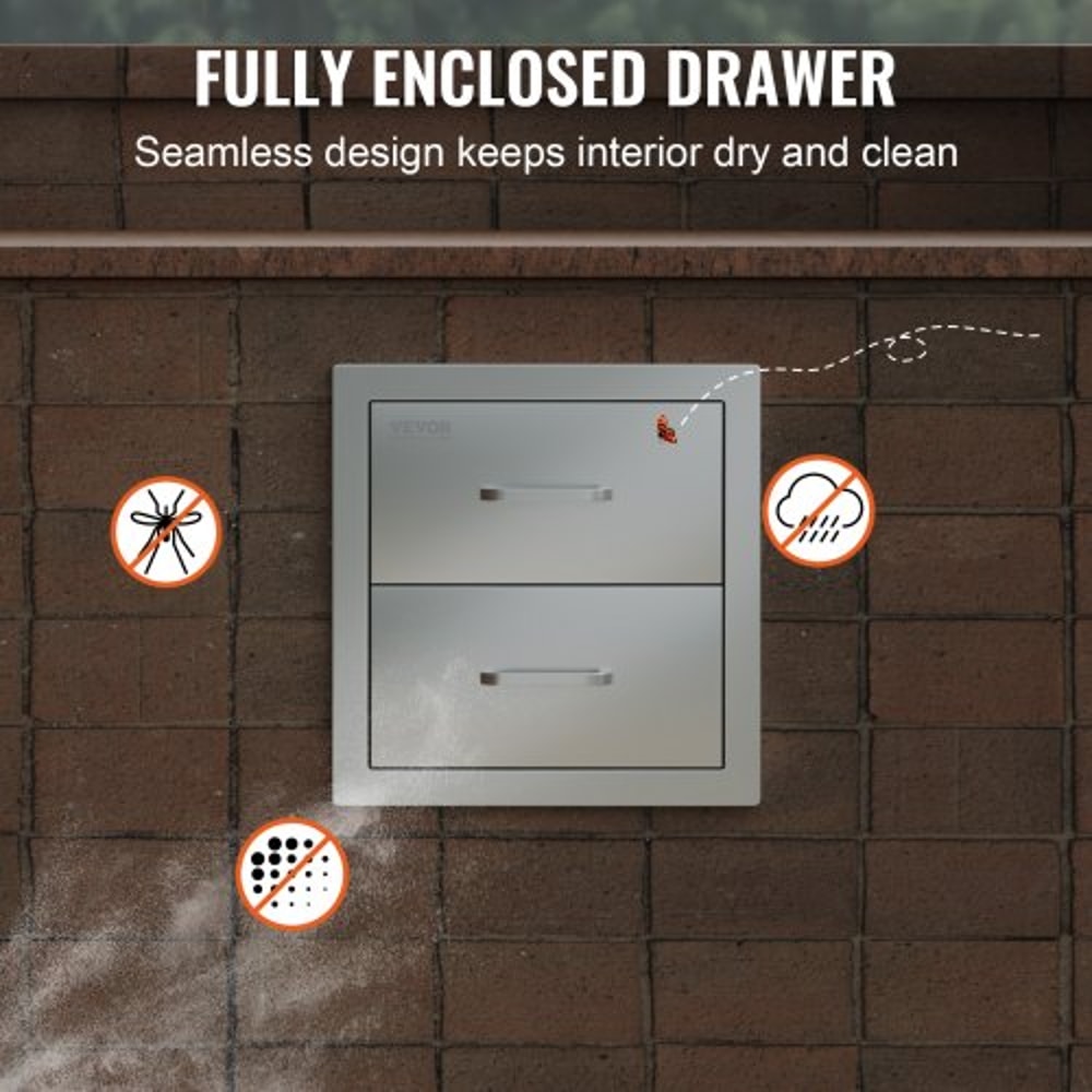 Outdoor Kitchen Drawers Stainless Steel BBQ Island Storage With Smooth Sliding Rails Handle 6