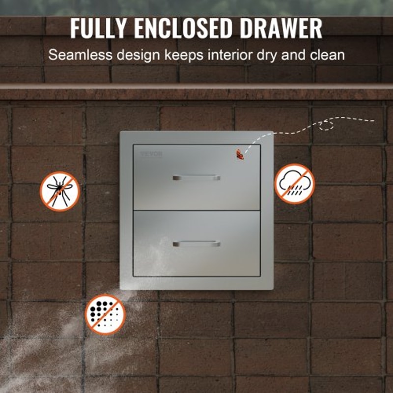 Outdoor Kitchen Drawers Stainless Steel BBQ Island Storage With Smooth Sliding Rails Handle 6