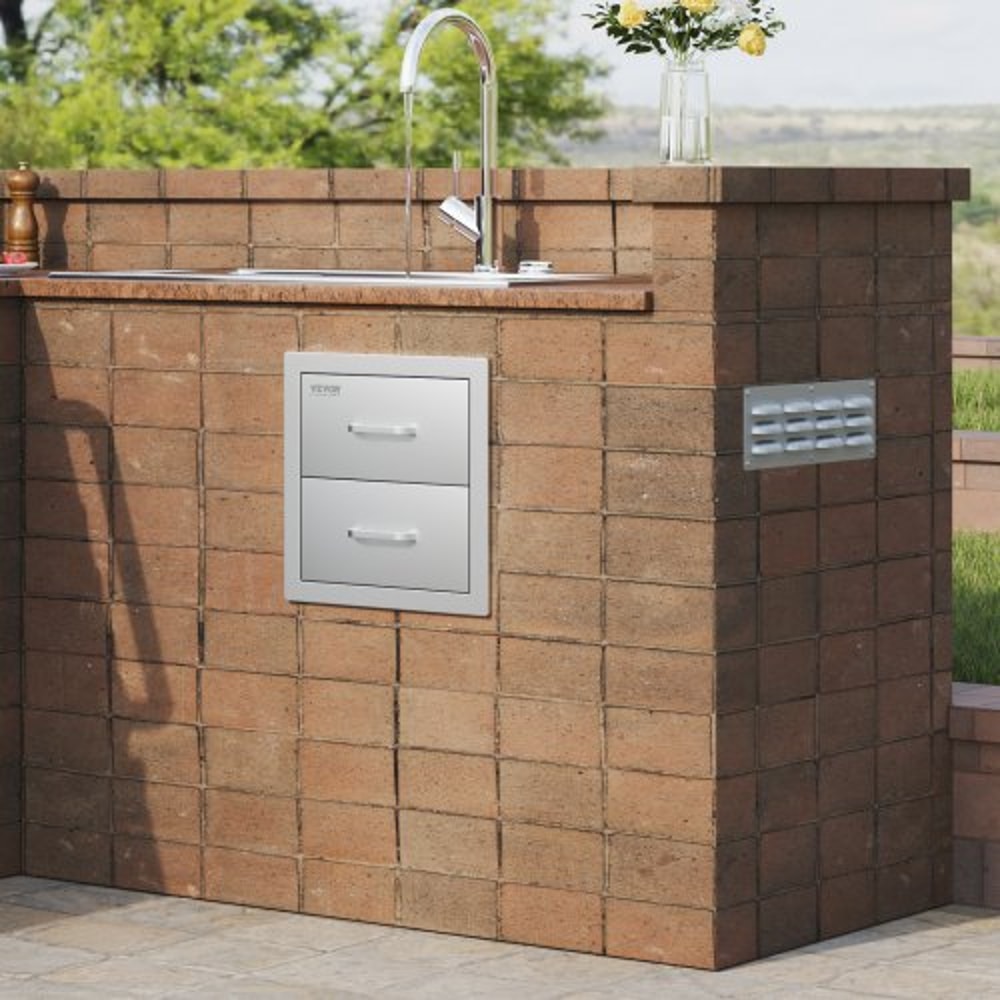 Outdoor Kitchen Drawers Stainless Steel BBQ Island Storage With Smooth Sliding Rails Handle 0