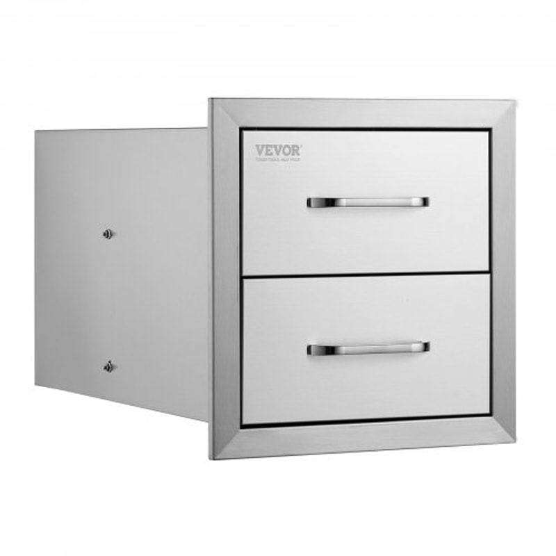 Outdoor Kitchen Drawers Stainless Steel BBQ Island Storage With Smooth Sliding Rails Handle 8