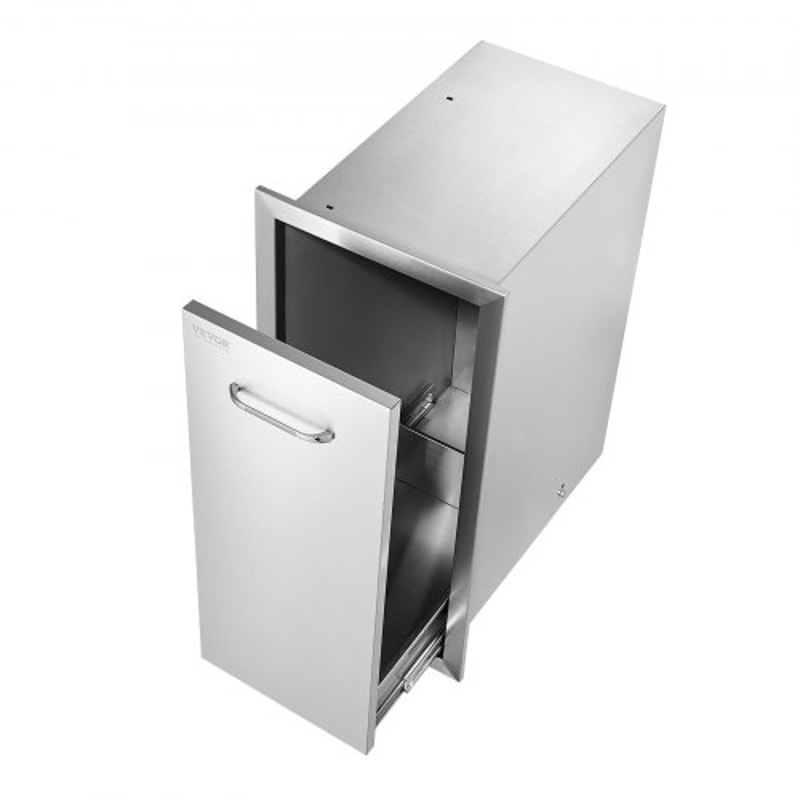 Outdoor Kitchen Trash Drawer Stainless Steel PullOut Bin For Grill Station HeavyDuty Roll Out Tras 9