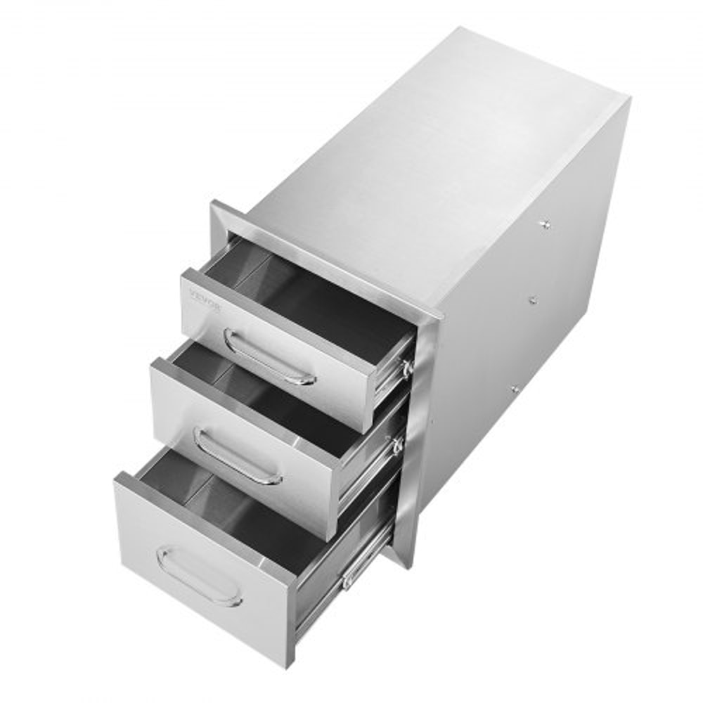 Outdoor Kitchen Drawers HeavyDuty Stainless Steel Triple Storage With Handle 9