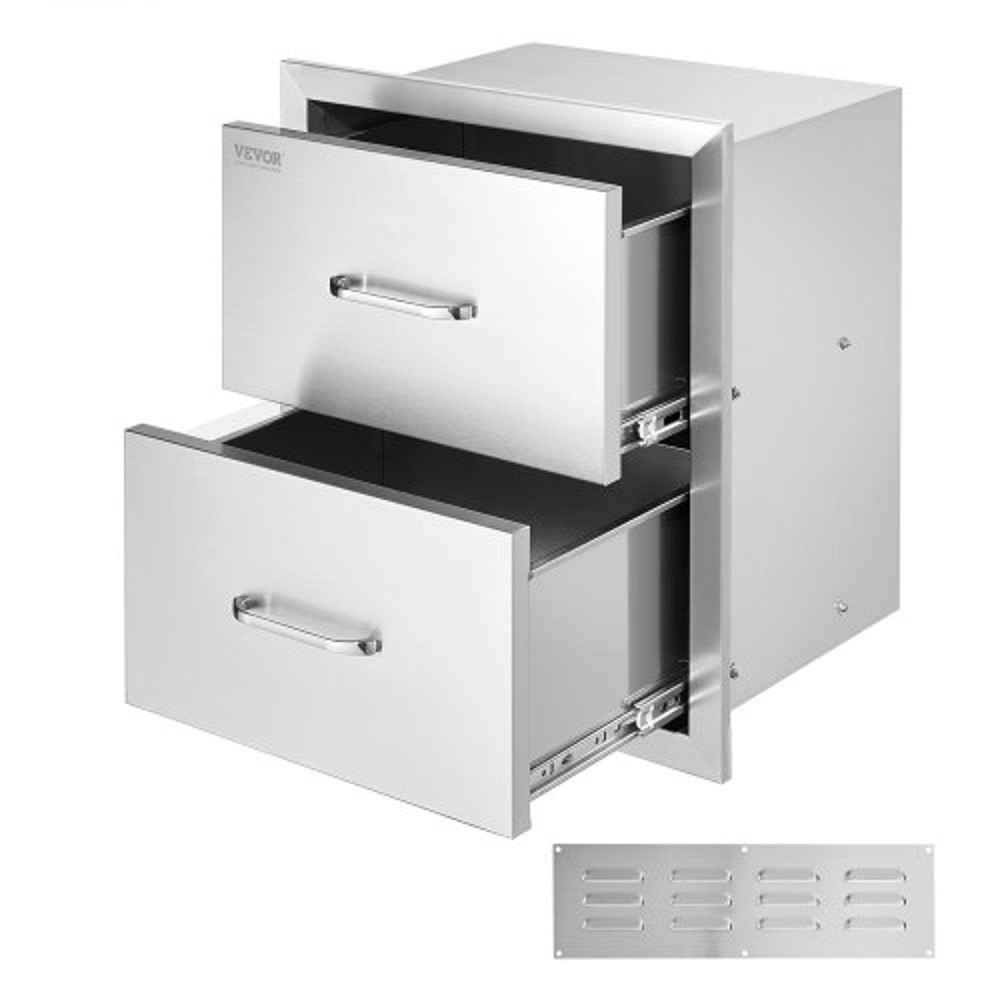 Flush Mount Double BBQ Island Drawers Outdoor Kitchen Drawers Stainless Steel Storage For Grill Sta 0