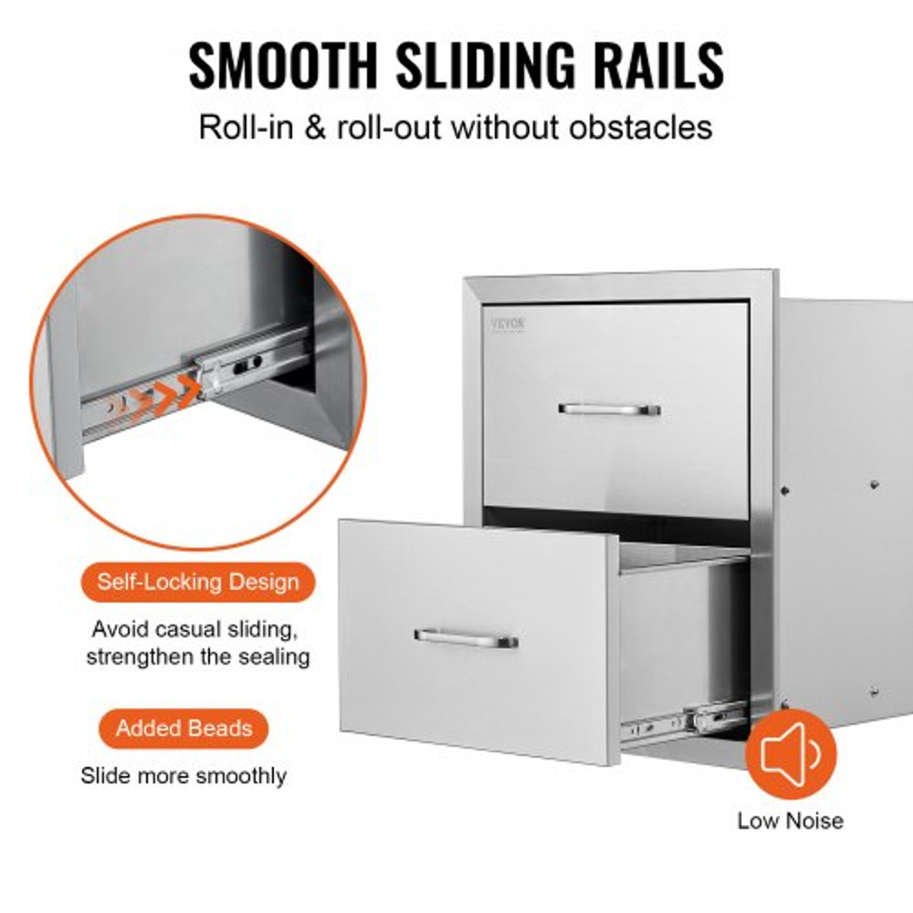 Flush Mount Double BBQ Island Drawers Outdoor Kitchen Drawers Stainless Steel Storage For Grill Sta 4