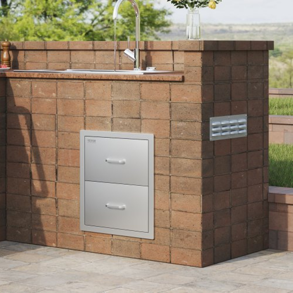 Flush Mount Double BBQ Island Drawers Outdoor Kitchen Drawers Stainless Steel Storage For Grill Sta 6