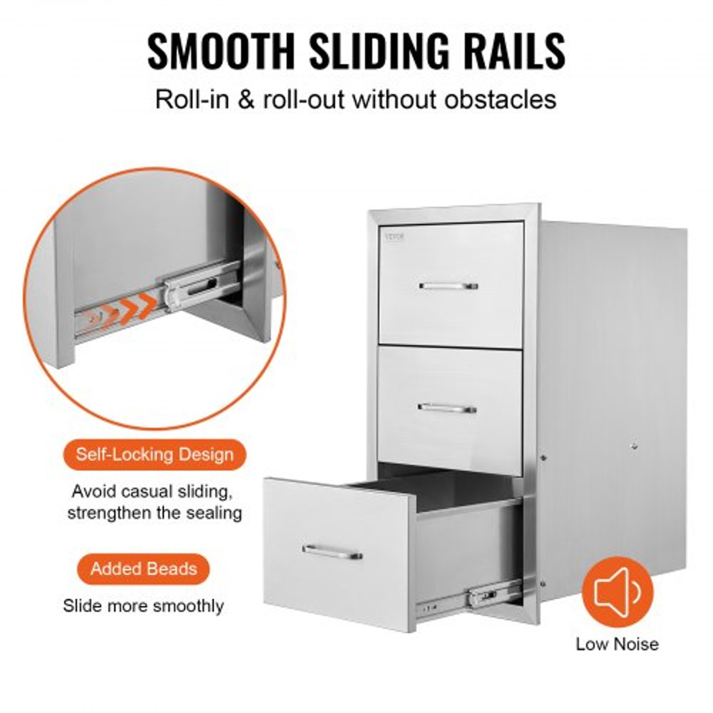 Outdoor Kitchen BBQ Island Drawers Stainless Steel Double Access Storage With Builtin Paper Towel H 4