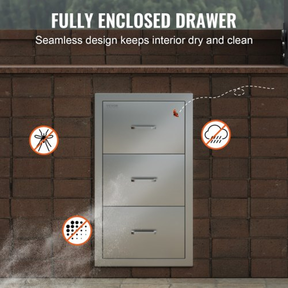 Outdoor Kitchen BBQ Island Drawers Stainless Steel Double Access Storage With Builtin Paper Towel H 5