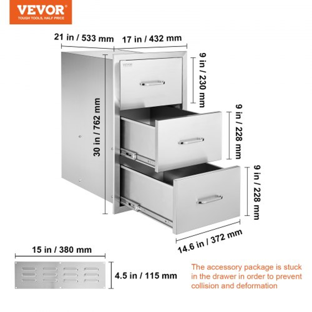 Outdoor Kitchen BBQ Island Drawers Stainless Steel Double Access Storage With Builtin Paper Towel H 7