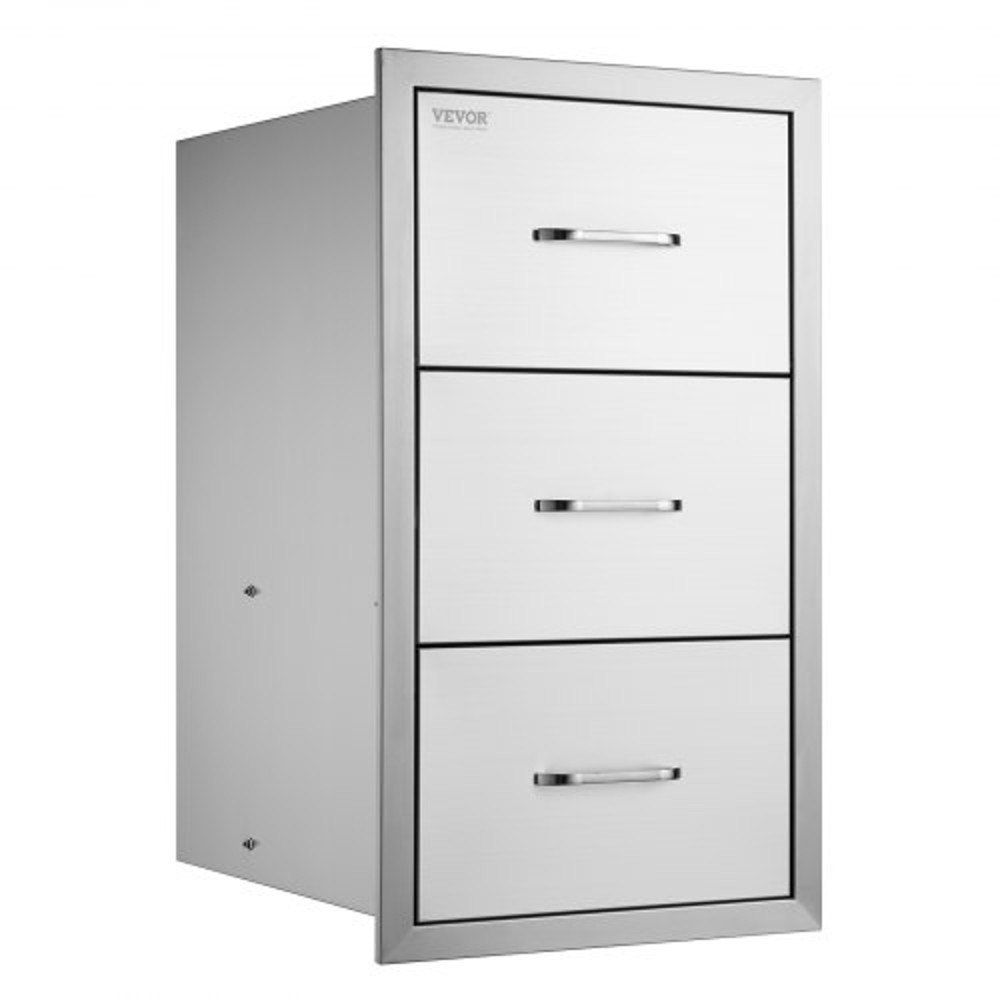 Outdoor Kitchen BBQ Island Drawers Stainless Steel Double Access Storage With Builtin Paper Towel H 8