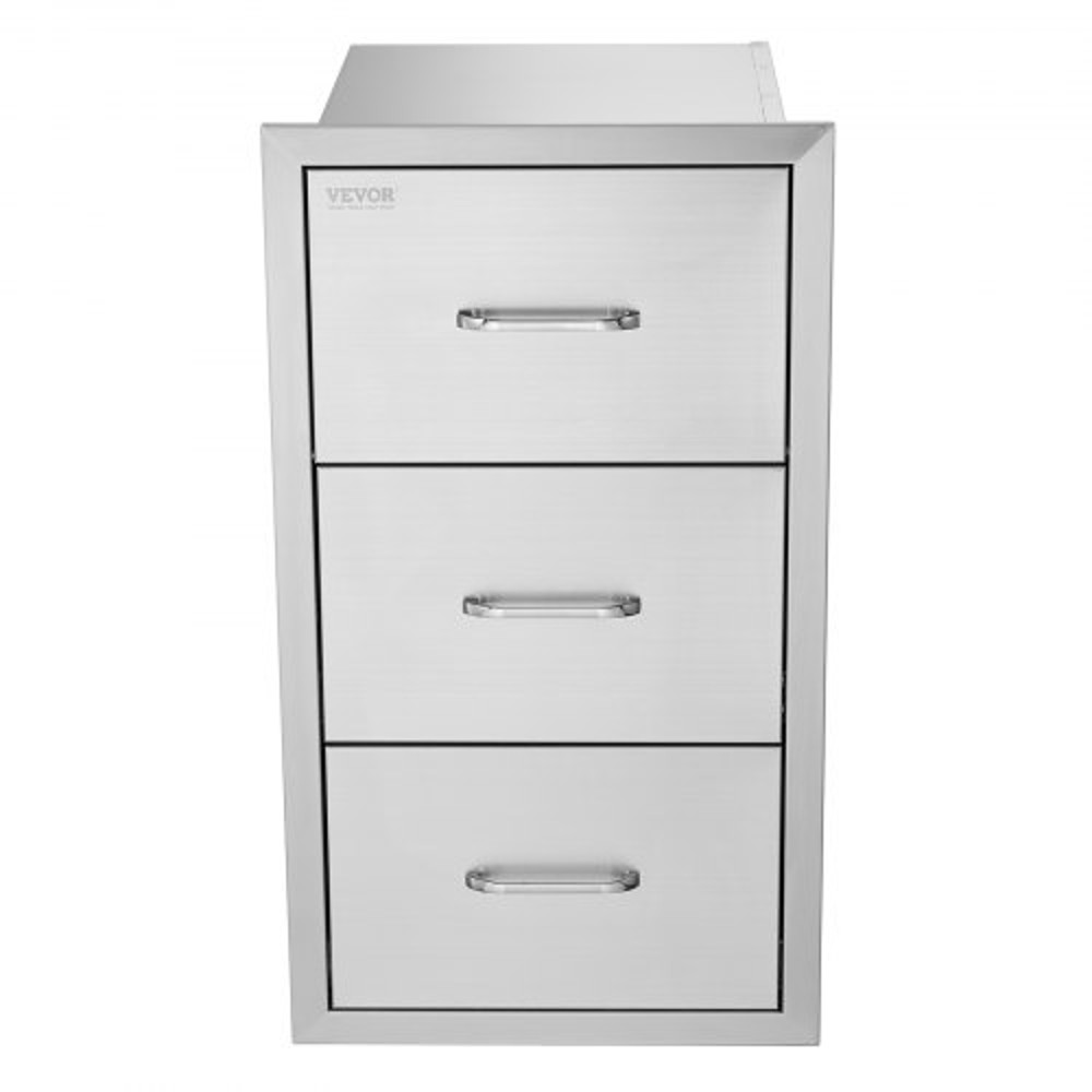 Outdoor Kitchen BBQ Island Drawers Stainless Steel Double Access Storage With Builtin Paper Towel H 10