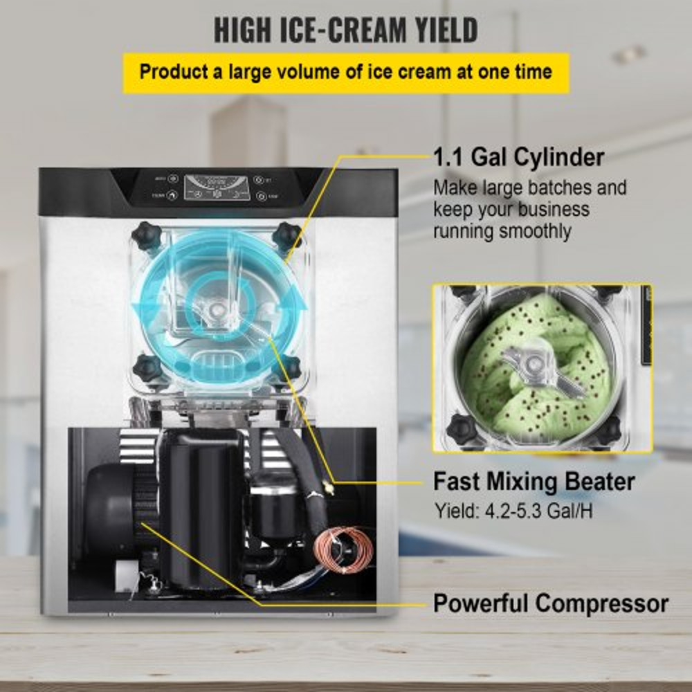 1400W Hard Serve Ice Cream Machine 53 GPH Output Auto Timer LED Display  Ideal For Restaurants Cafe 3