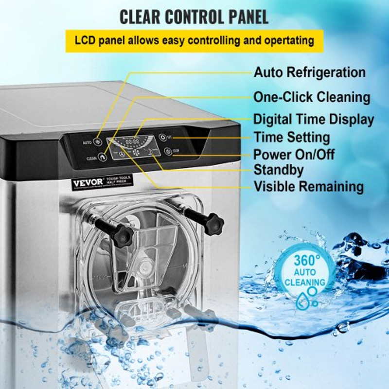 1400W Hard Serve Ice Cream Machine 53 GPH Output Auto Timer LED Display  Ideal For Restaurants Cafe 5