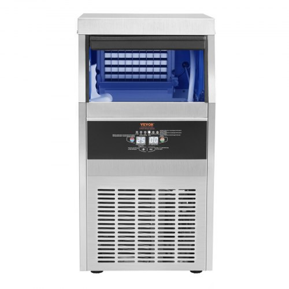 Stainless Steel Ice Maker Machine, 90LBS/24H Under Counter Commercial Ice Maker, Automatic Operation, Includes Water