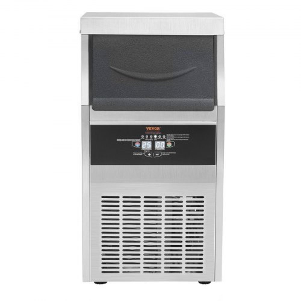Stainless Steel Ice Maker Machine, 90LBS/24H Under Counter Commercial Ice Maker, Automatic Operation, Includes Water