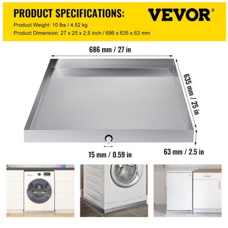 304 Stainless Steel Washing Machine Pan 25 HighEdge Leak Protection Heavy Duty Drip Tray For Washer 7
