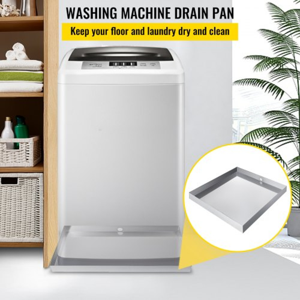 Washing Machine Pan Stainless Steel Heavy Duty Drip Tray With Drain Hole  Hose Adapter For Washer D 2