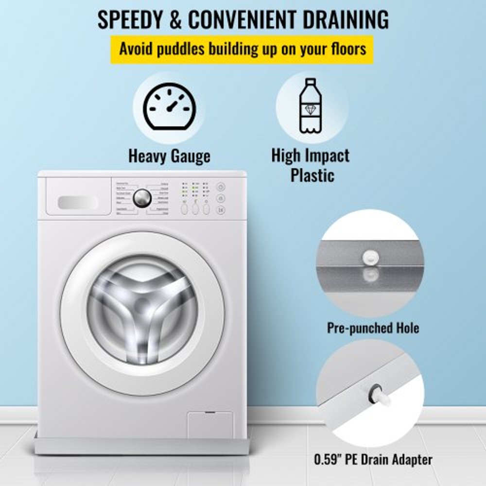 Washing Machine Pan Stainless Steel Heavy Duty Drip Tray With Drain Hole  Hose Adapter For Washer D 5