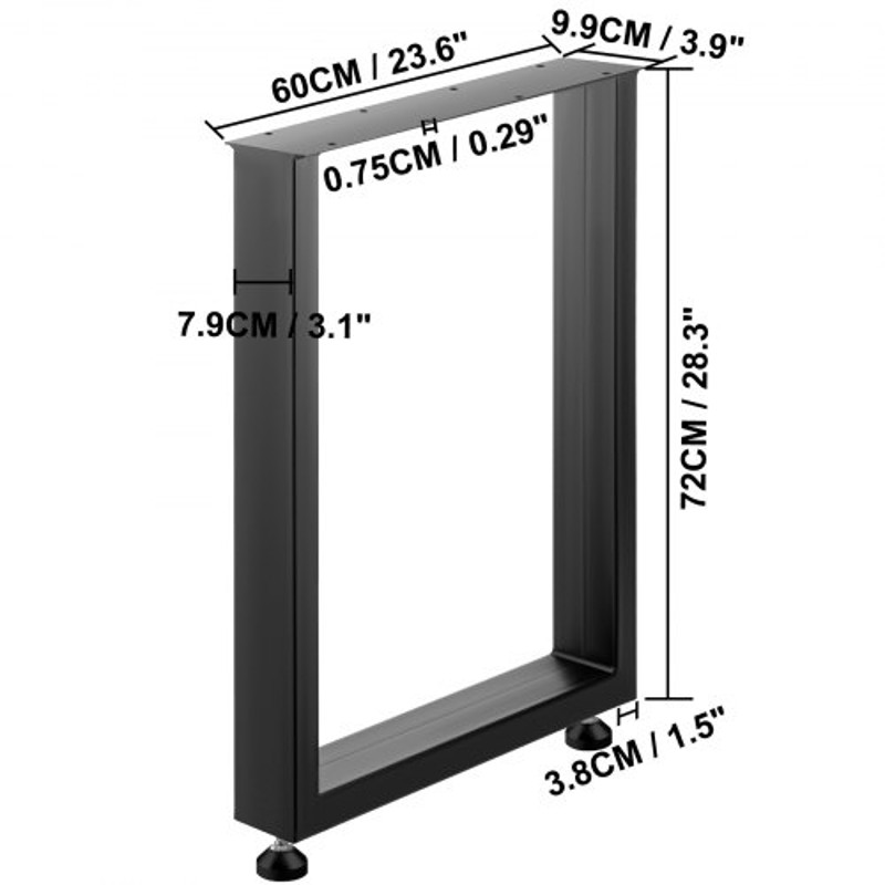 Heavy Duty Steel Table Legs, Black Square Industrial Metal Dining Legs for Desk, Coffee Table, and Furniture DIY