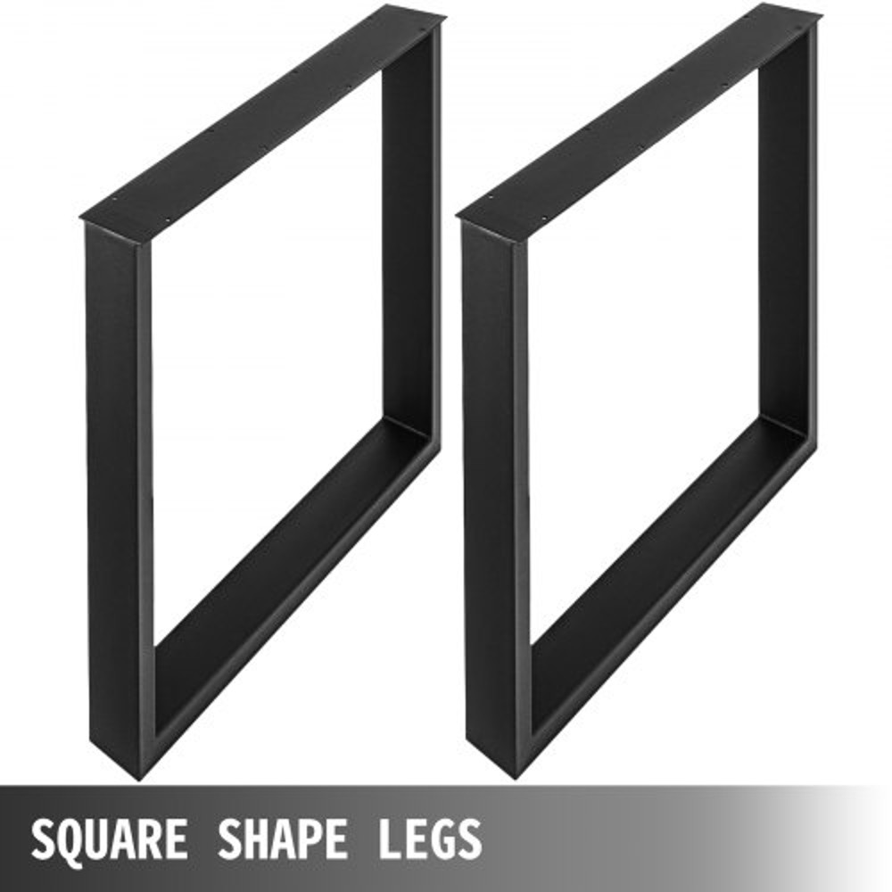 Black Steel Table Legs Set, Heavy Duty Square Box Section Industrial Country Style Dining Table Desk Legs for Wood