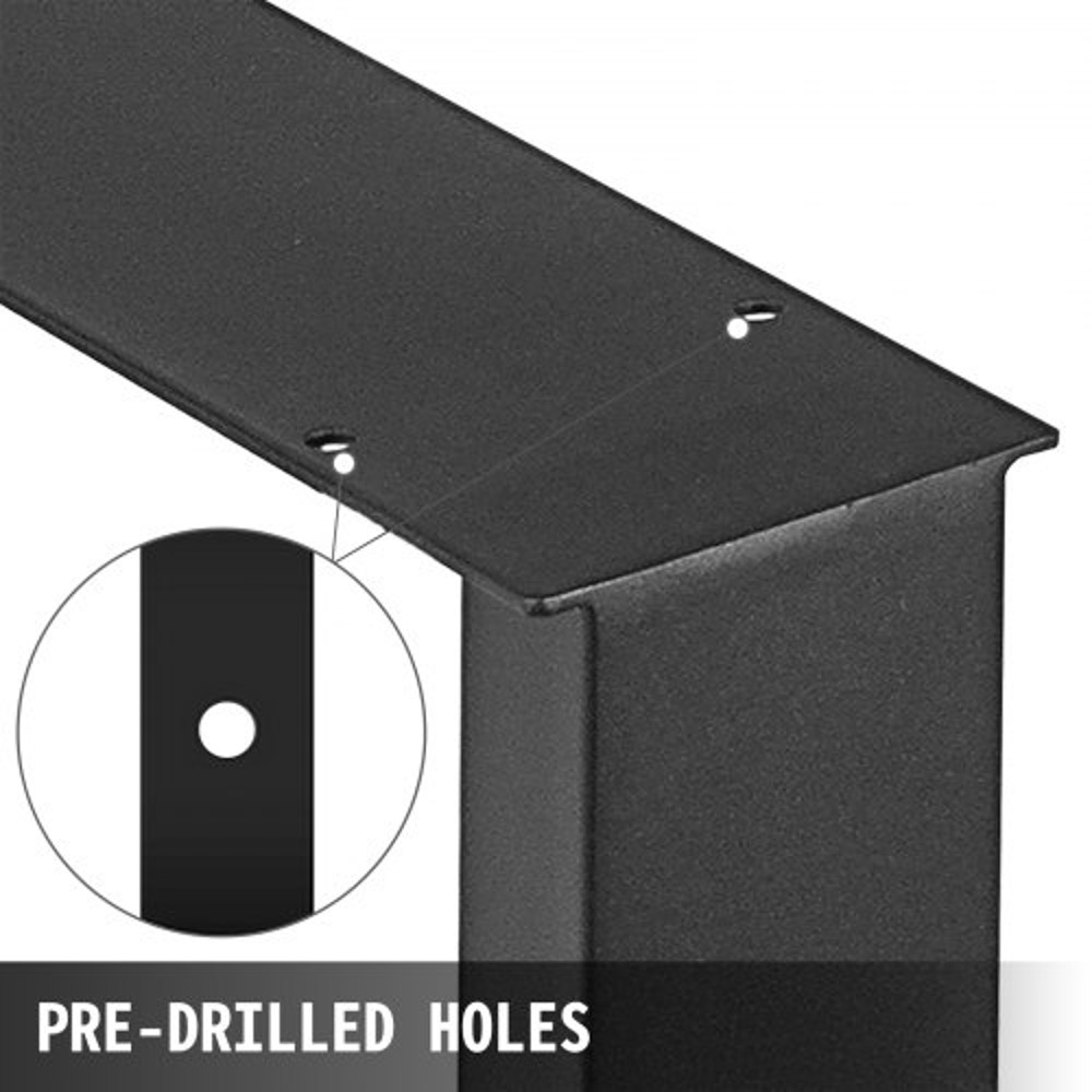 Black Steel Table Legs Set, Heavy Duty Square Box Section Industrial Country Style Dining Table Desk Legs for Wood
