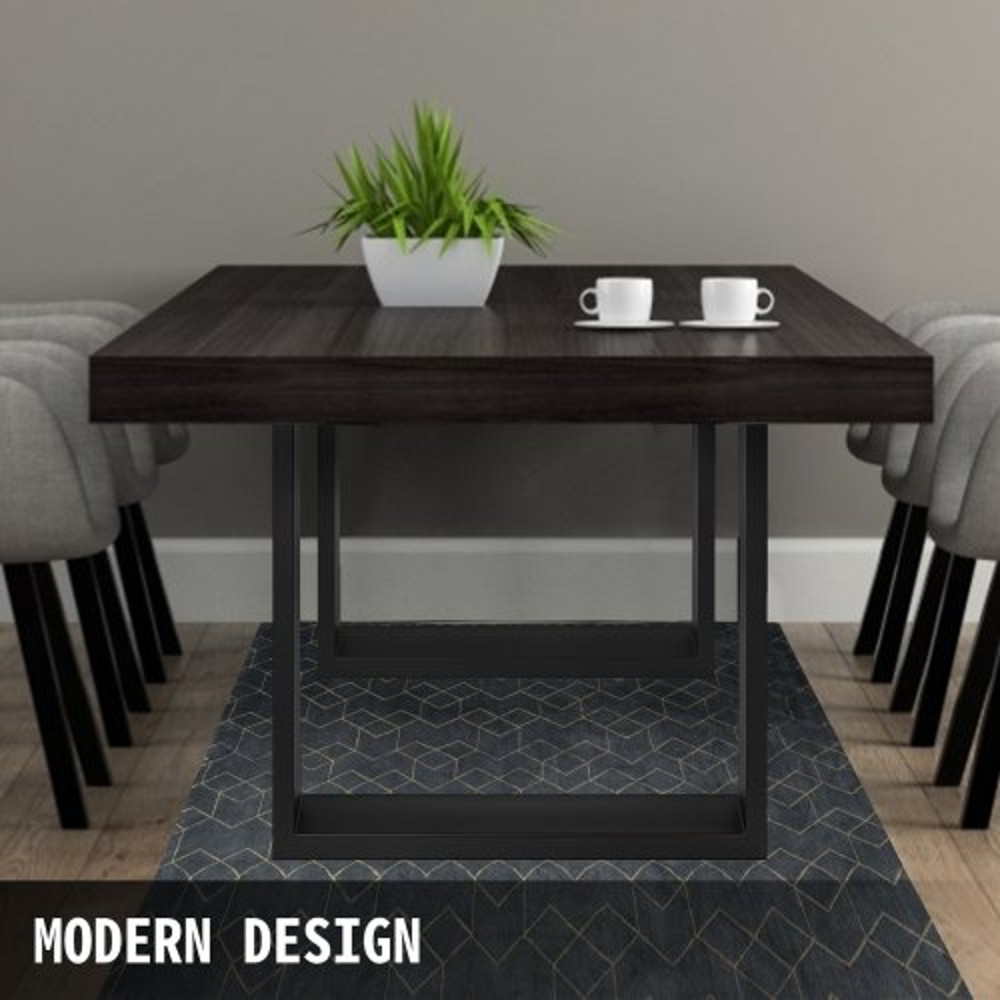 Black Steel Table Legs Set, Heavy Duty Square Box Section Industrial Country Style Dining Table Desk Legs for Wood