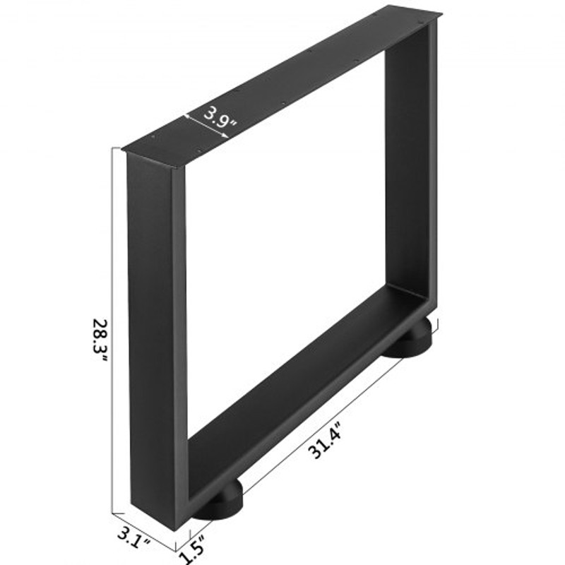 Black Metal Table Legs Set, Heavy-Duty Steel Table Legs for Dining Tables, Office Desks, Computer Desks & Benches