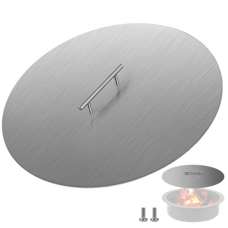 Fire Pit Lid Round Stainless Steel Fire Pit Ring Cover HeavyDuty Burner Lid For Round Outdoor Patio 0