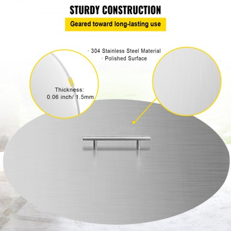 Fire Pit Lid Round Stainless Steel Fire Pit Ring Cover HeavyDuty Burner Lid For Round Outdoor Patio 3